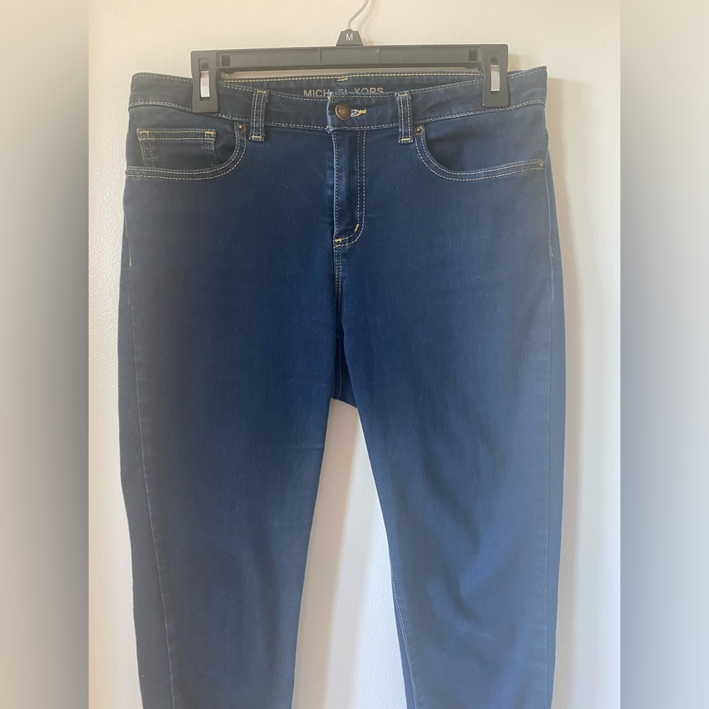 Micheal Kors Izzy Skinny Leg Mid-Rise Denim Dark Blue Jeans - Picture 5 of 9